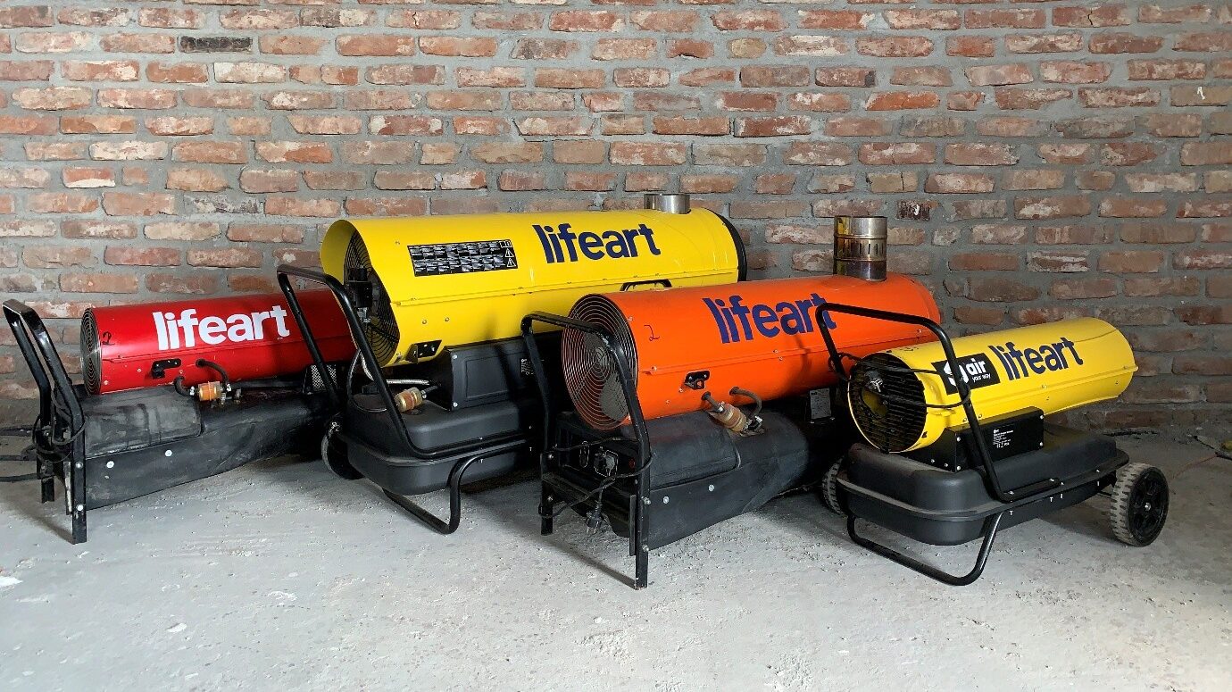 tunuri de căldură pe motorină utilizate pentru încălzirea șantierelor iarna